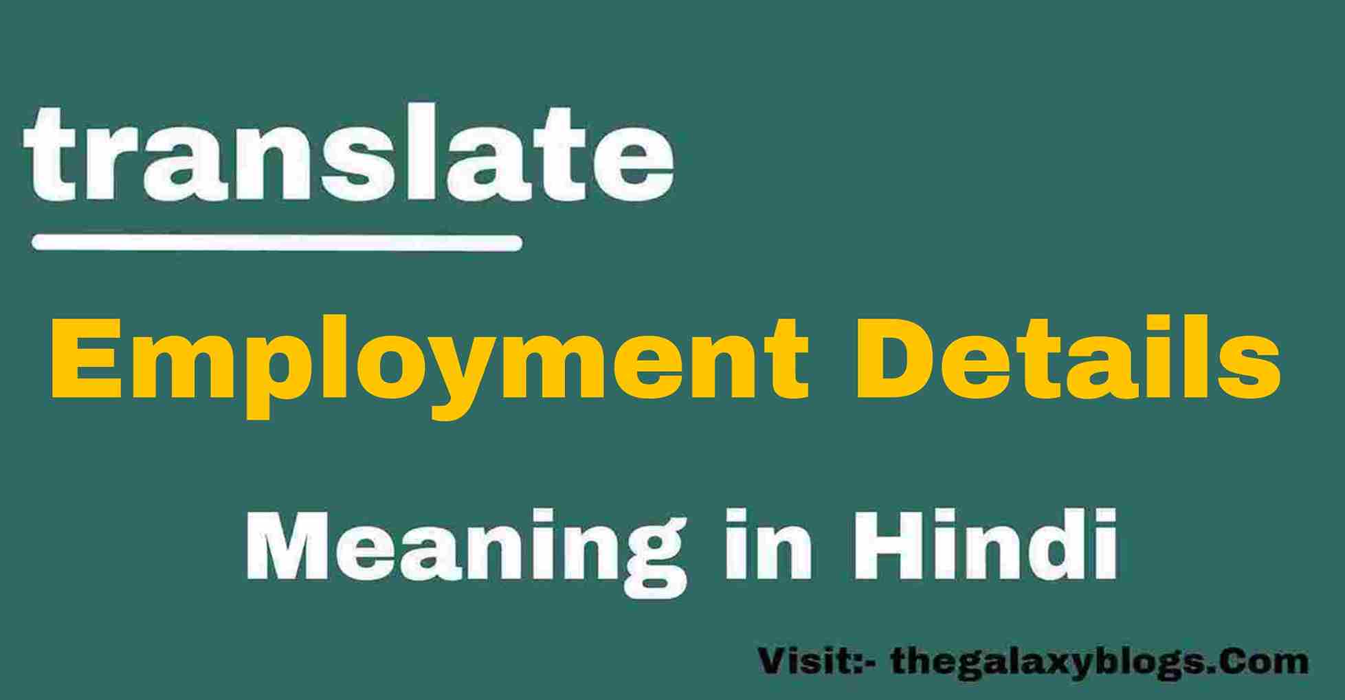 Employment Details Meaning in Hindi || The Galaxy Blogs